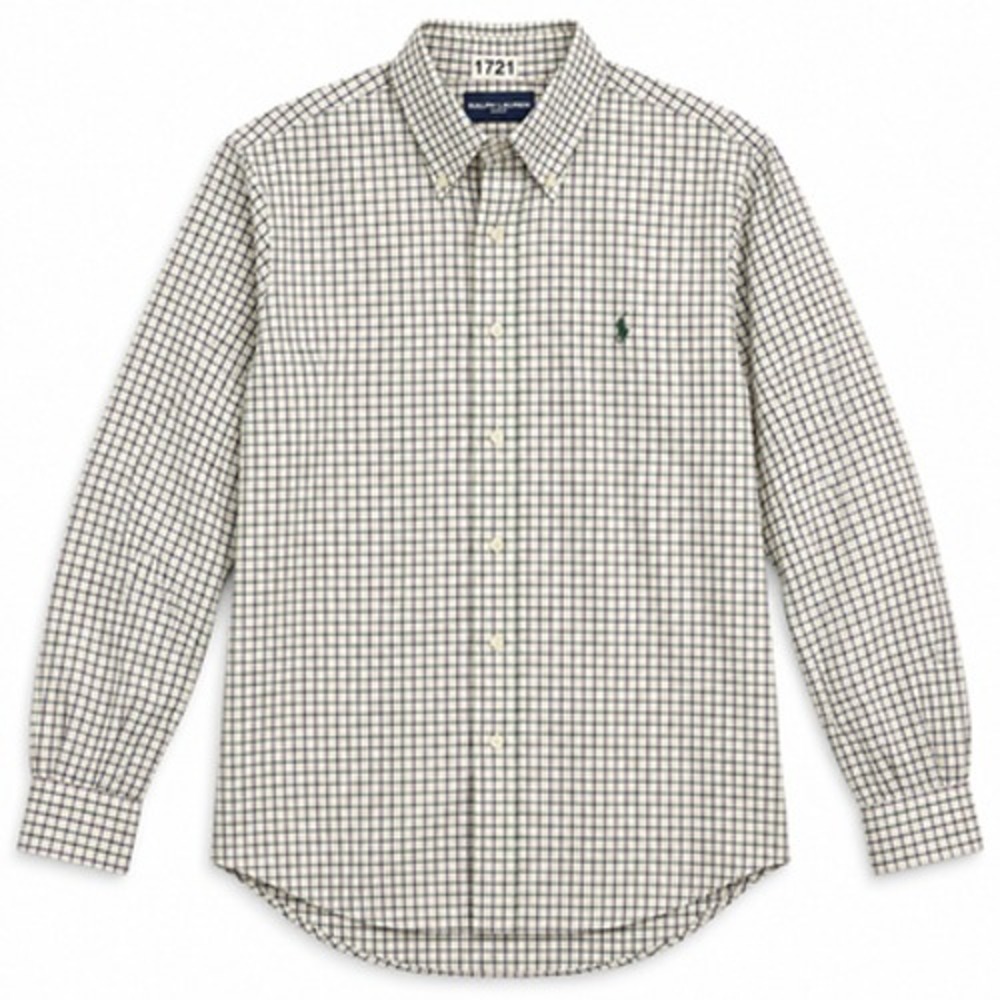 Ralph Lauren Golf Tilden Men's Large White Green Purple Check Cotton Shirt